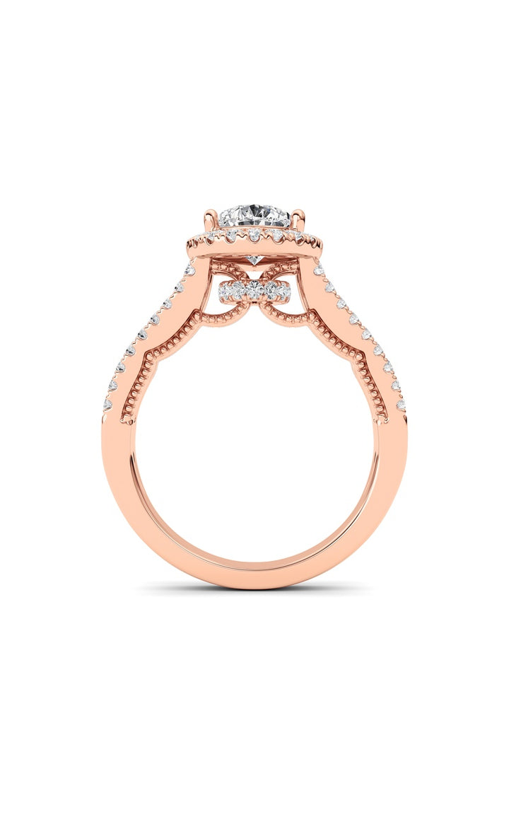 2Cttw Pear Shaped Lab Grown Diamond (F/VS) Split Shank Accented Ring in 14K Gold