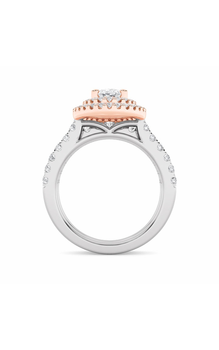 2Cttw Oval Shaped Lab Grown Diamond (F/VS) DoubleHalo Bridal Set Engagement Ring Set in 14K Gold