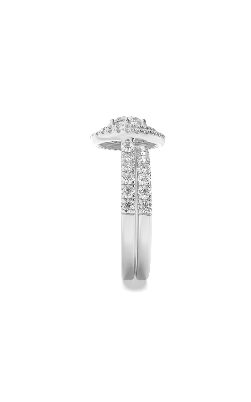 2Cttw Round Shaped Lab Grown Diamond (F/VS) Double Halo Bridal Set Engagement Ring Set in 14K Gold