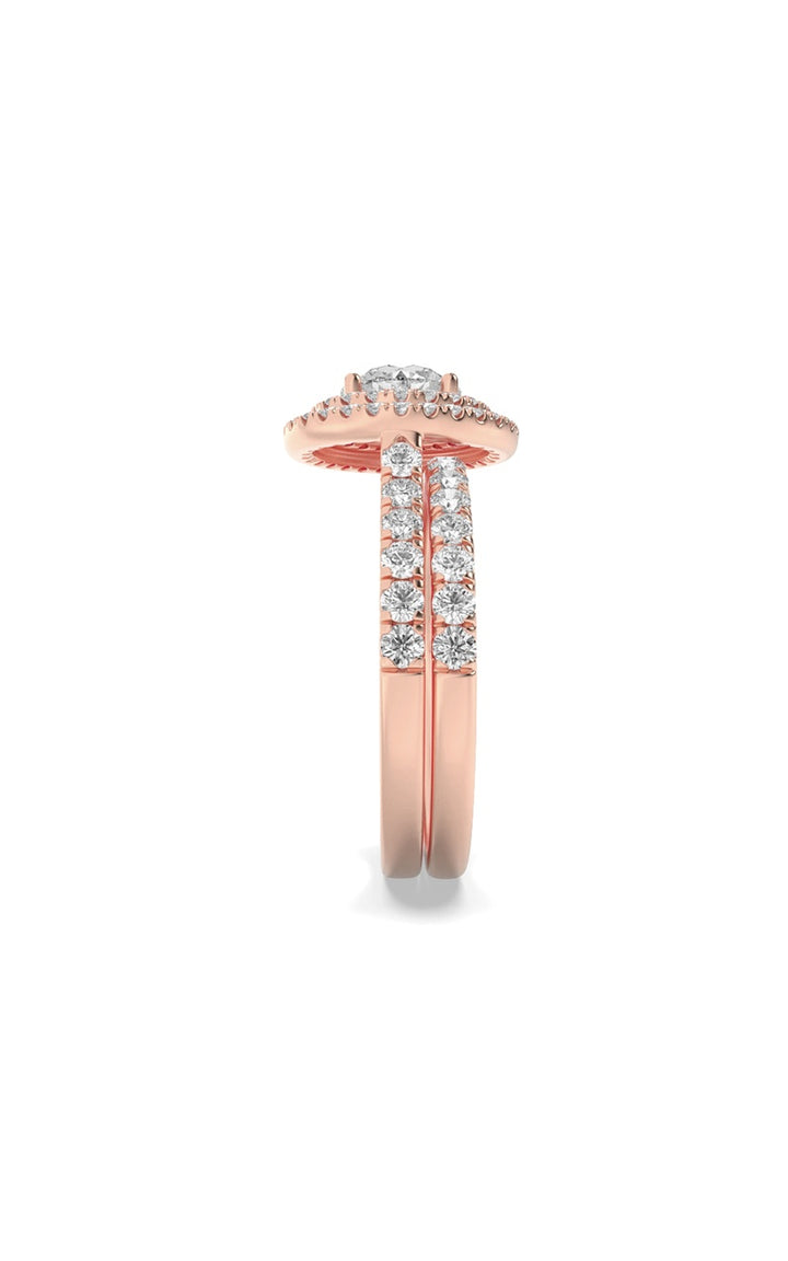 2Cttw Round Shaped Lab Grown Diamond (F/VS) Double Halo Bridal Set Engagement Ring Set in 14K Gold