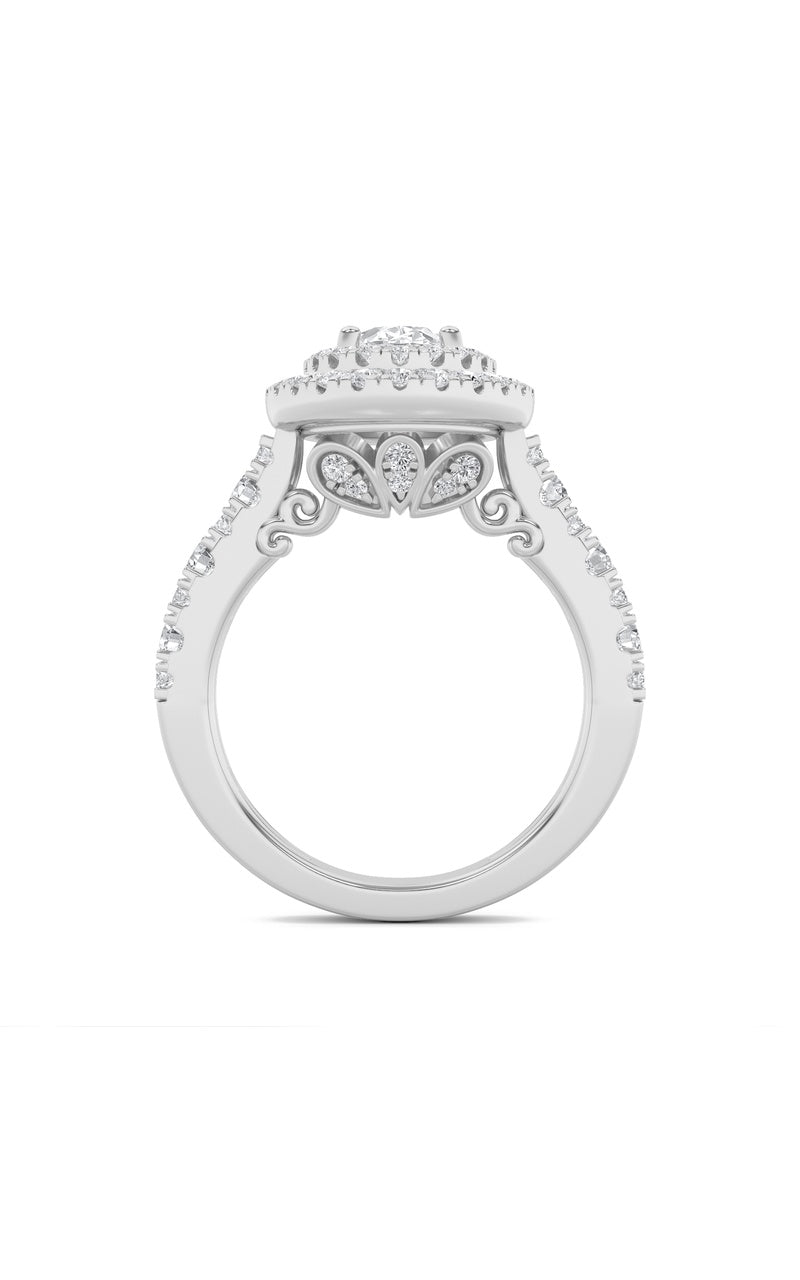 2Cttw Oval Shaped Lab Grown Diamond (F/VS) DoubleHalo Engagement Ring in 14K Gold