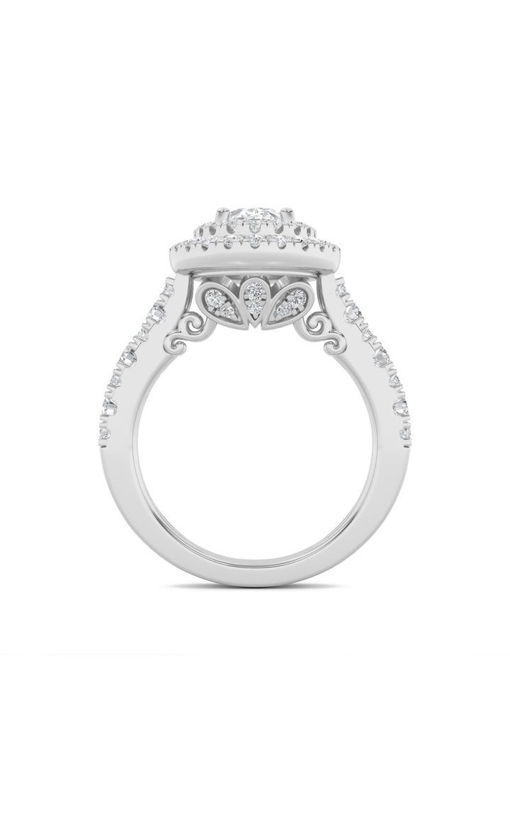 2Cttw Oval Shaped Lab Grown Diamond (F/VS) DoubleHalo Engagement Ring in 14K Gold