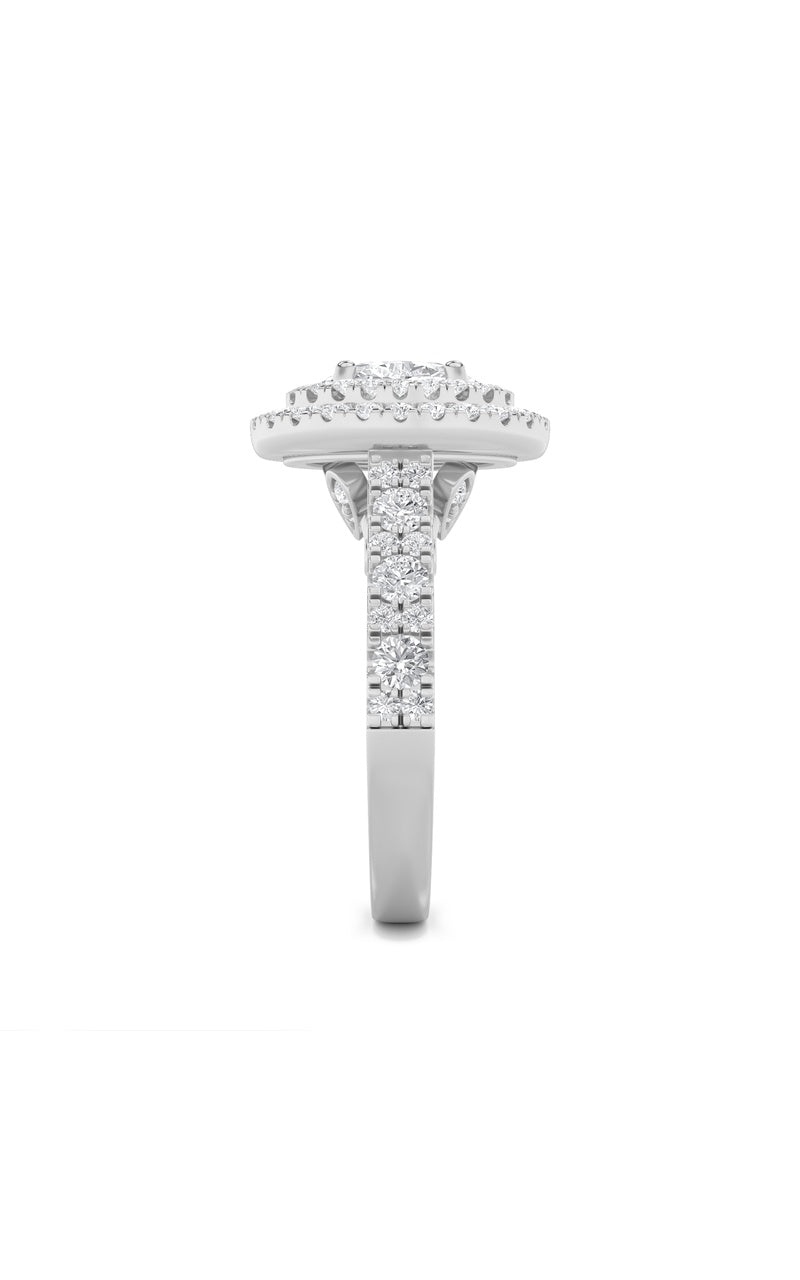 2Cttw Oval Shaped Lab Grown Diamond (F/VS) DoubleHalo Engagement Ring in 14K Gold