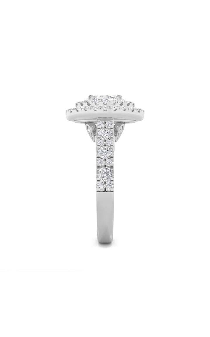 2Cttw Oval Shaped Lab Grown Diamond (F/VS) DoubleHalo Engagement Ring in 14K Gold