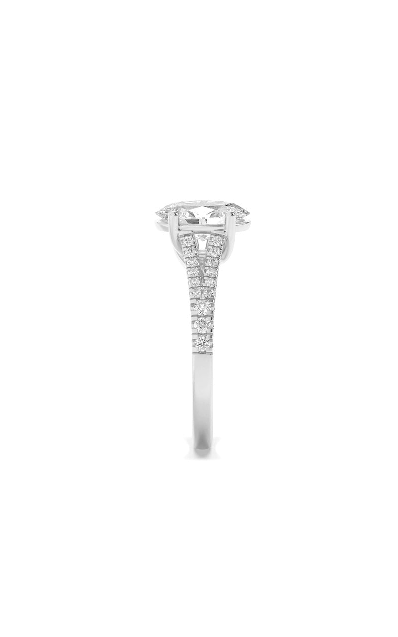 2Cttw Oval Shaped Lab Grown Diamond (F/VS) Split Shank Trellis Engagement Ring in 14K Gold