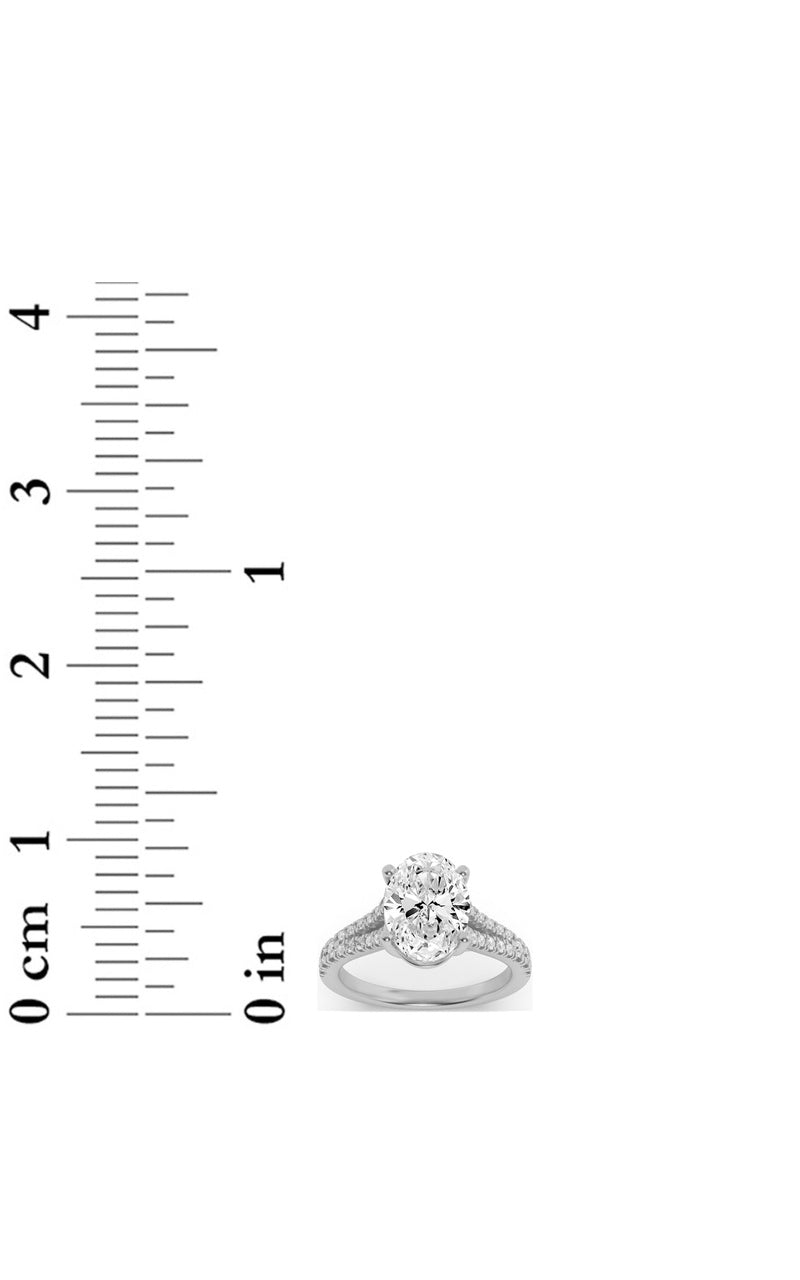 2Cttw Oval Shaped Lab Grown Diamond (F/VS) Split Shank Trellis Engagement Ring in 14K Gold