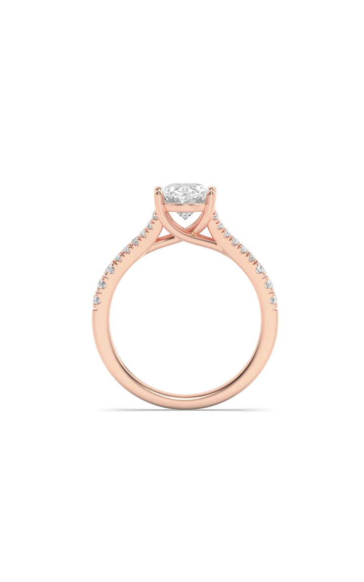 2Cttw Oval Shaped Lab Grown Diamond (F/VS) Split Shank Trellis Engagement Ring in 14K Gold