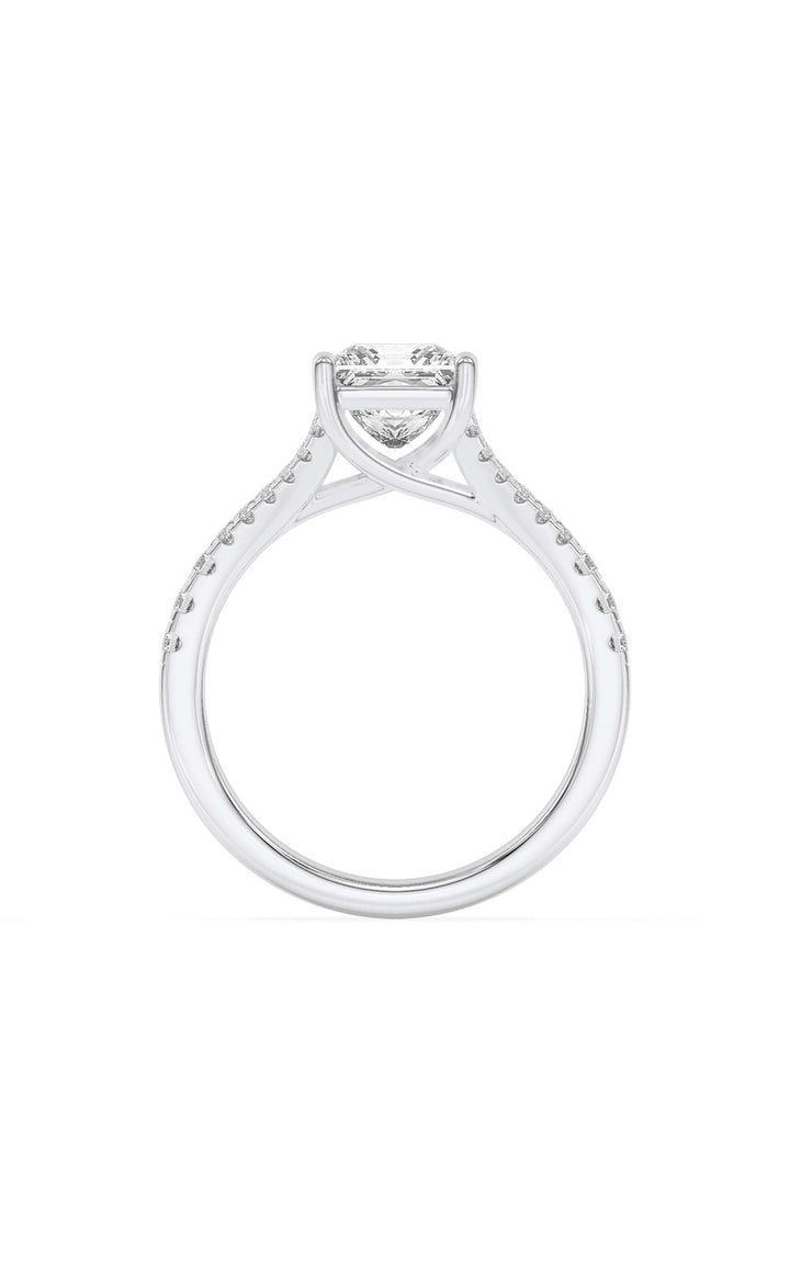 2Cttw Princess Shaped Lab Grown Diamond (F/VS) Split Shank Trellis Engagement Ring in 14K Gold