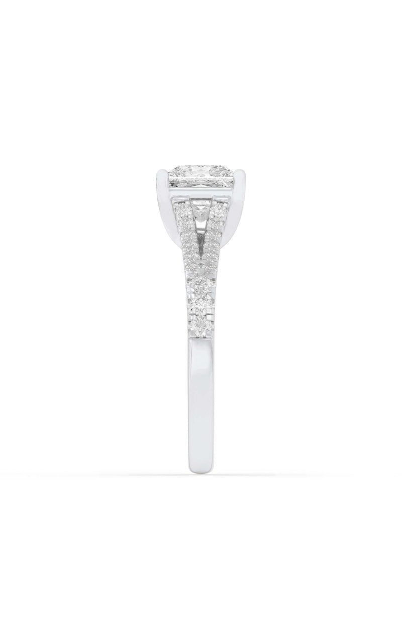 2Cttw Princess Shaped Lab Grown Diamond (F/VS) Split Shank Trellis Engagement Ring in 14K Gold