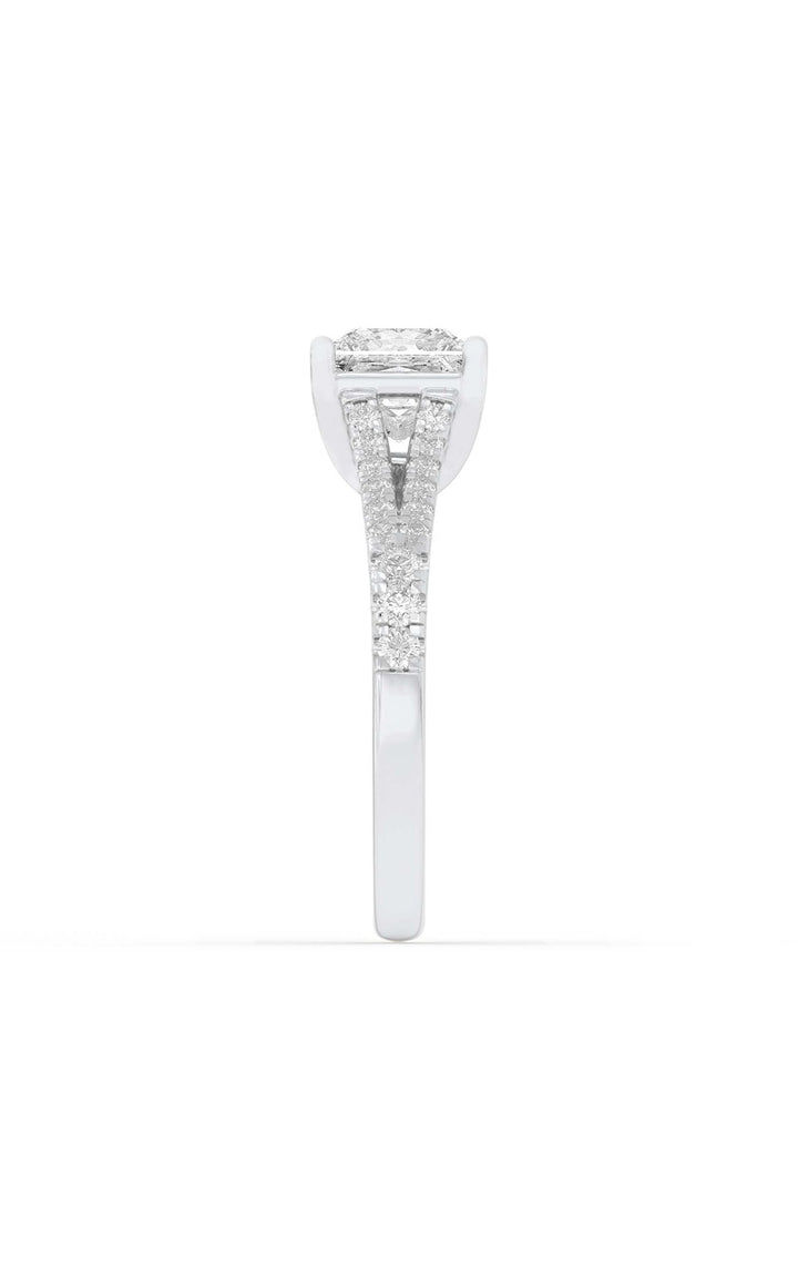 2Cttw Princess Shaped Lab Grown Diamond (F/VS) Split Shank Trellis Engagement Ring in 14K Gold