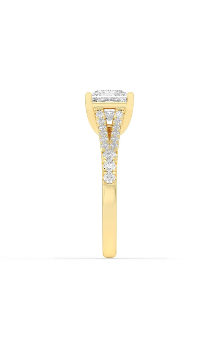 2Cttw Princess Shaped Lab Grown Diamond (F/VS) Split Shank Trellis Engagement Ring in 14K Gold