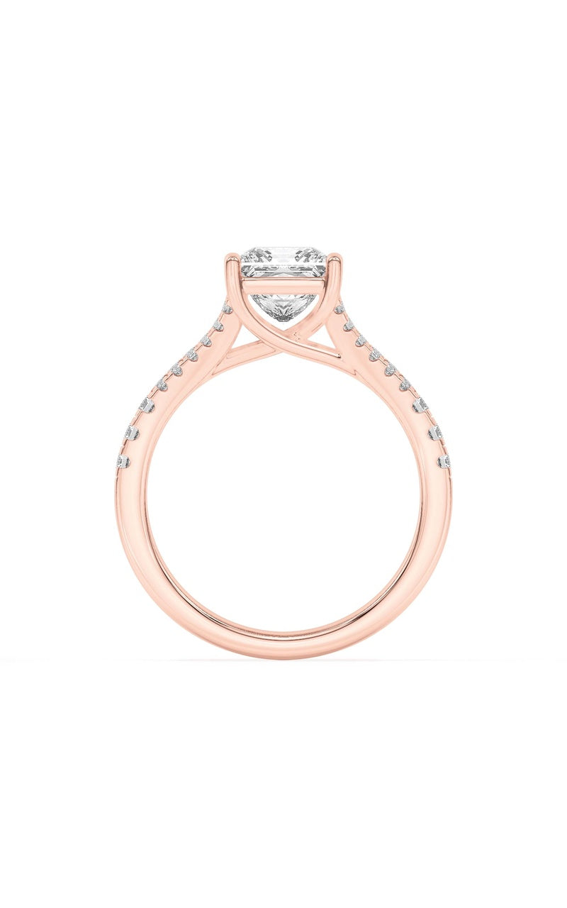 2Cttw Princess Shaped Lab Grown Diamond (F/VS) Split Shank Trellis Engagement Ring in 14K Gold