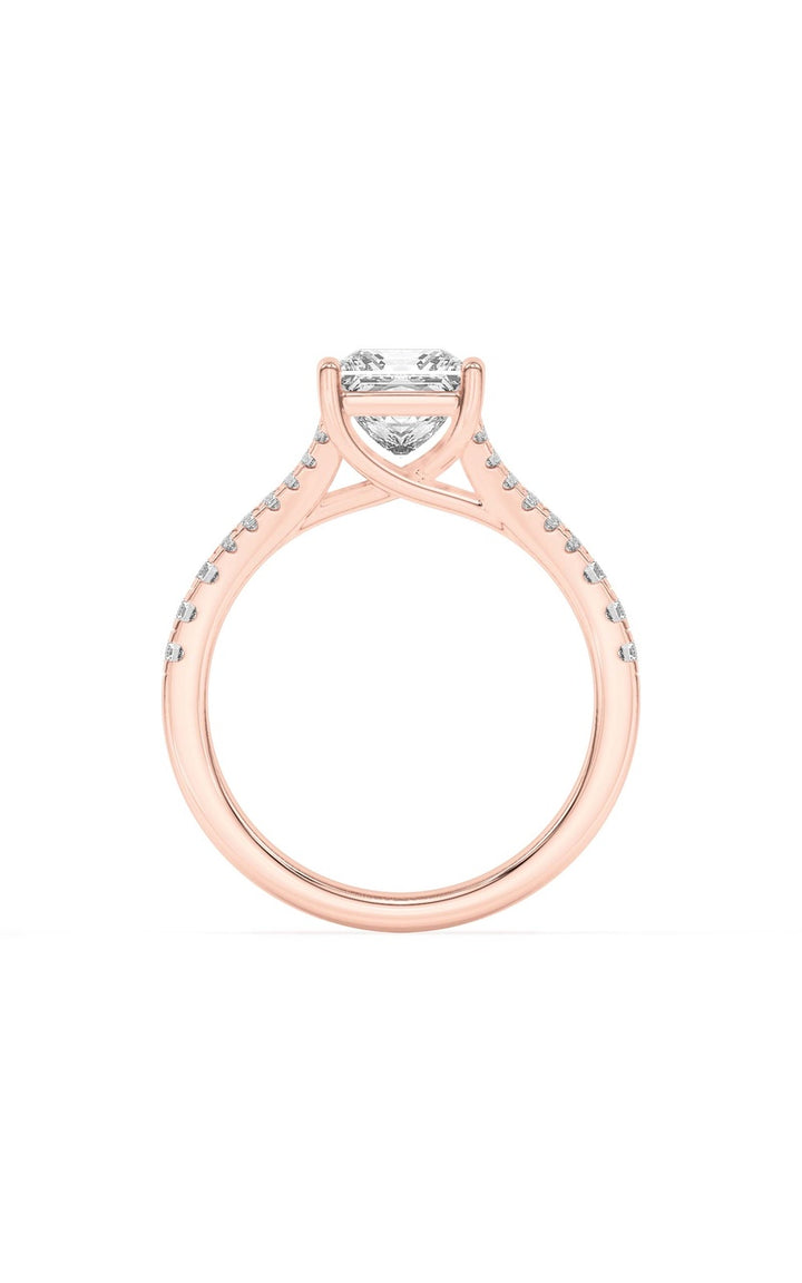 2Cttw Princess Shaped Lab Grown Diamond (F/VS) Split Shank Trellis Engagement Ring in 14K Gold