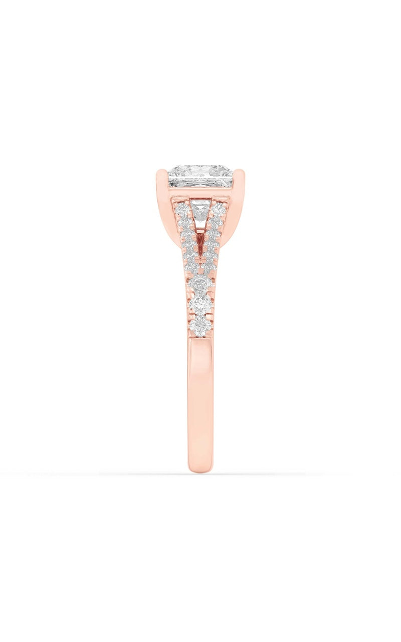 2Cttw Princess Shaped Lab Grown Diamond (F/VS) Split Shank Trellis Engagement Ring in 14K Gold