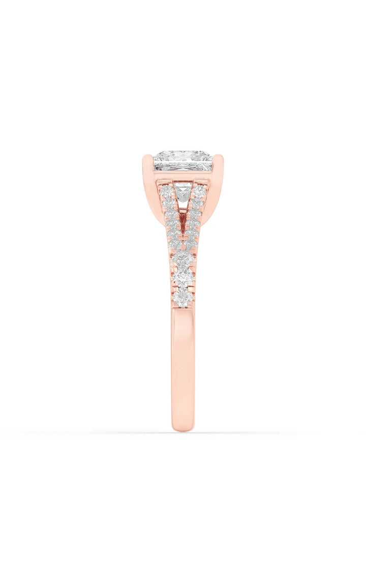 2Cttw Princess Shaped Lab Grown Diamond (F/VS) Split Shank Trellis Engagement Ring in 14K Gold
