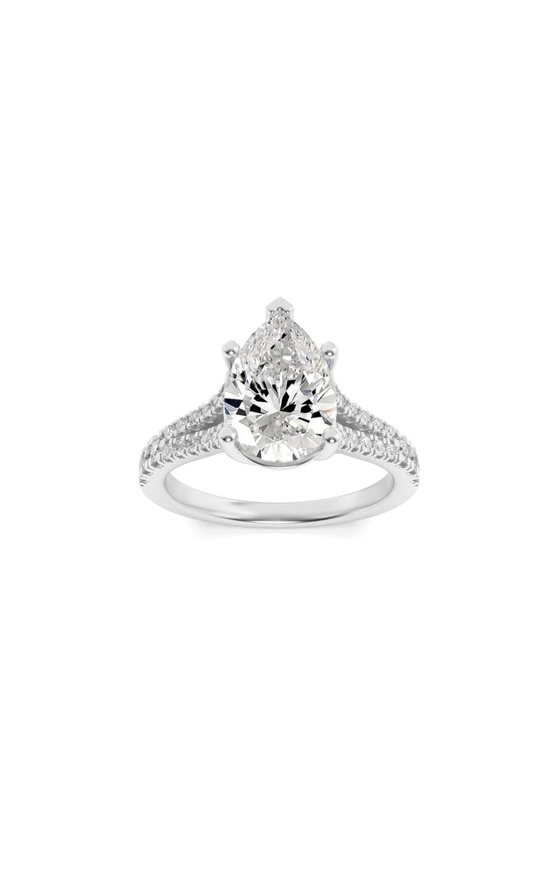 2Cttw Pear Shaped Lab Grown Diamond (F/VS) Split Shank Trellis Engagement Ring in 14K Gold