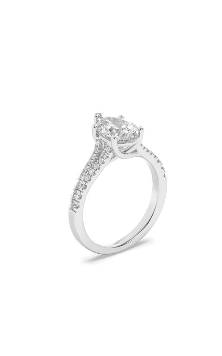 2Cttw Pear Shaped Lab Grown Diamond (F/VS) Split Shank Trellis Engagement Ring in 14K Gold