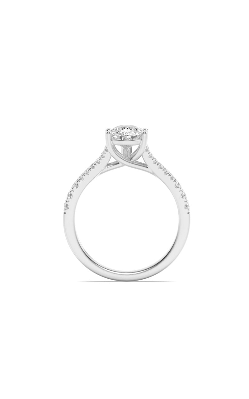 2Cttw Pear Shaped Lab Grown Diamond (F/VS) Split Shank Trellis Engagement Ring in 14K Gold