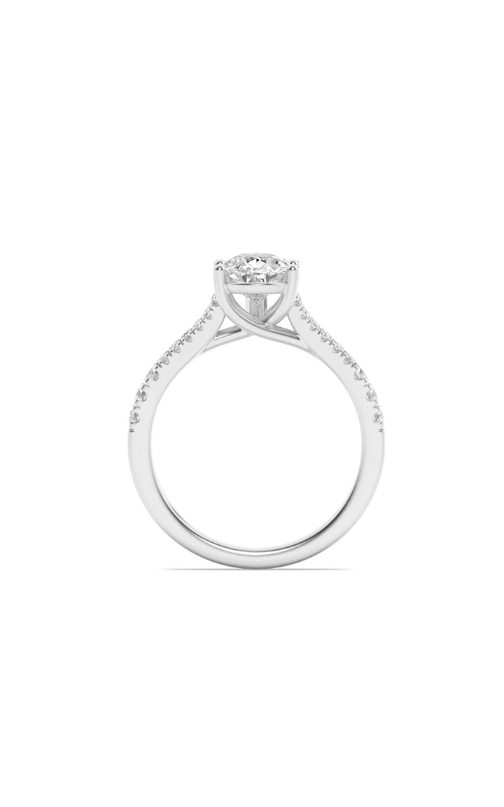 2Cttw Pear Shaped Lab Grown Diamond (F/VS) Split Shank Trellis Engagement Ring in 14K Gold