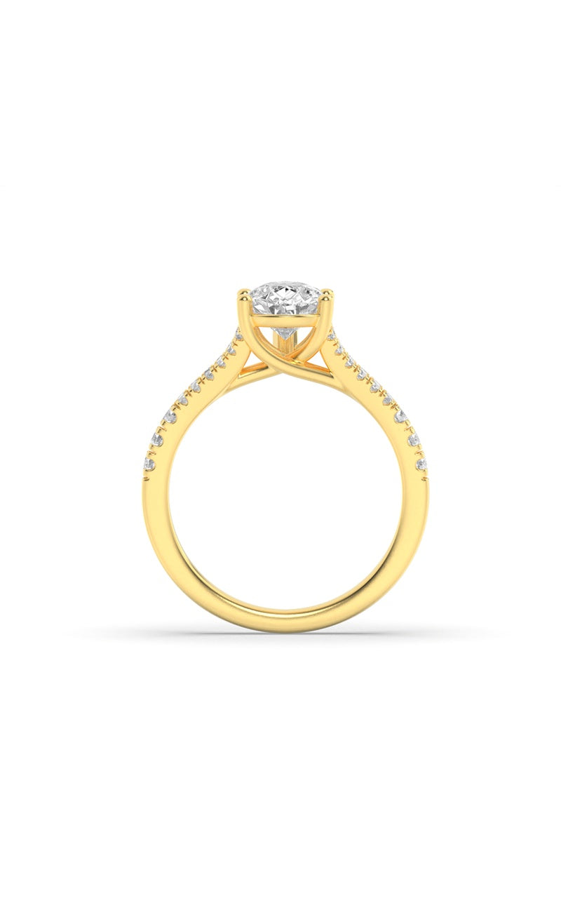 2Cttw Pear Shaped Lab Grown Diamond (F/VS) Split Shank Trellis Engagement Ring in 14K Gold