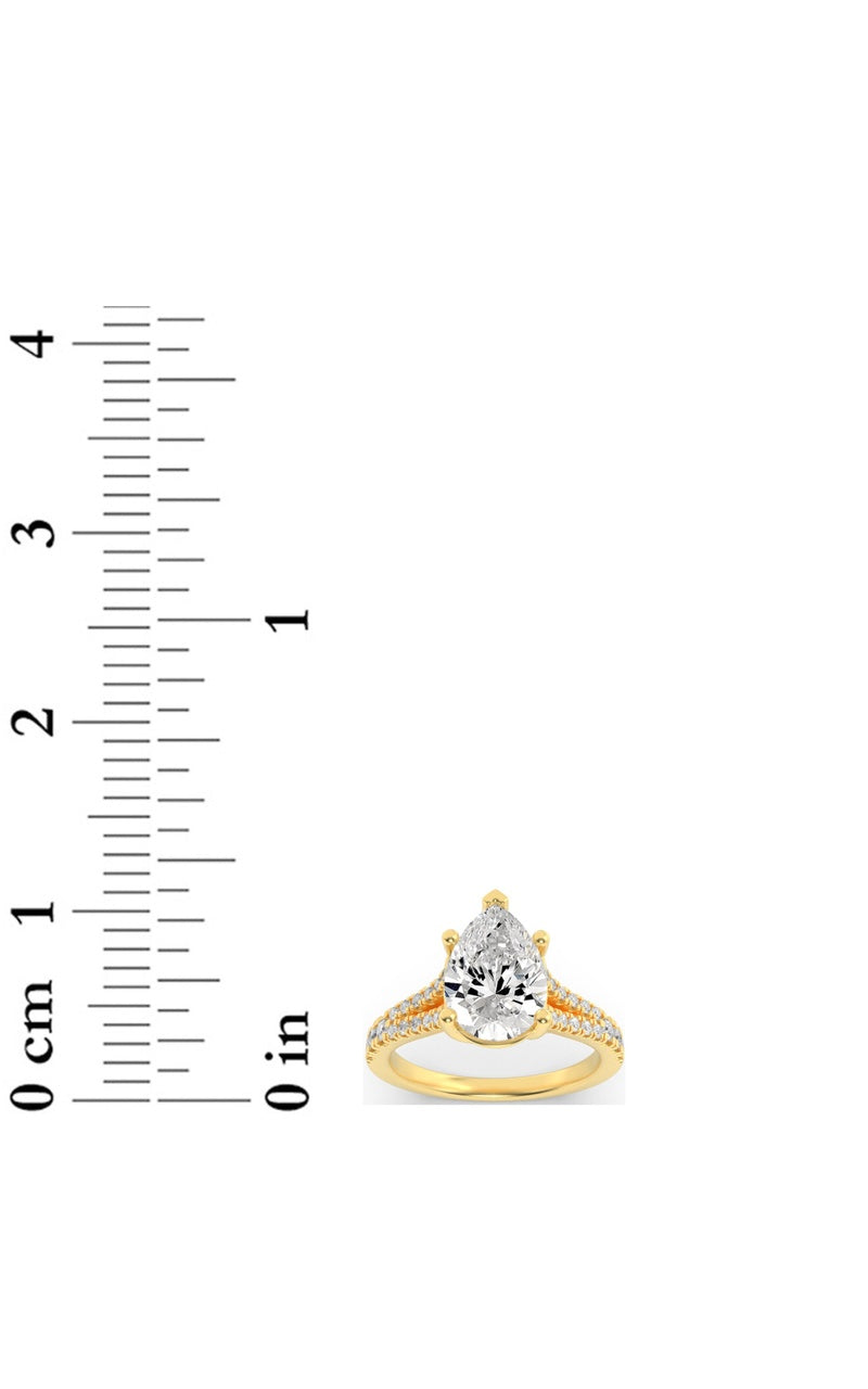 2Cttw Pear Shaped Lab Grown Diamond (F/VS) Split Shank Trellis Engagement Ring in 14K Gold