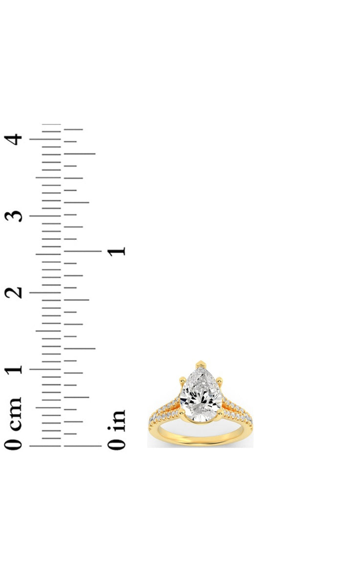 2Cttw Pear Shaped Lab Grown Diamond (F/VS) Split Shank Trellis Engagement Ring in 14K Gold