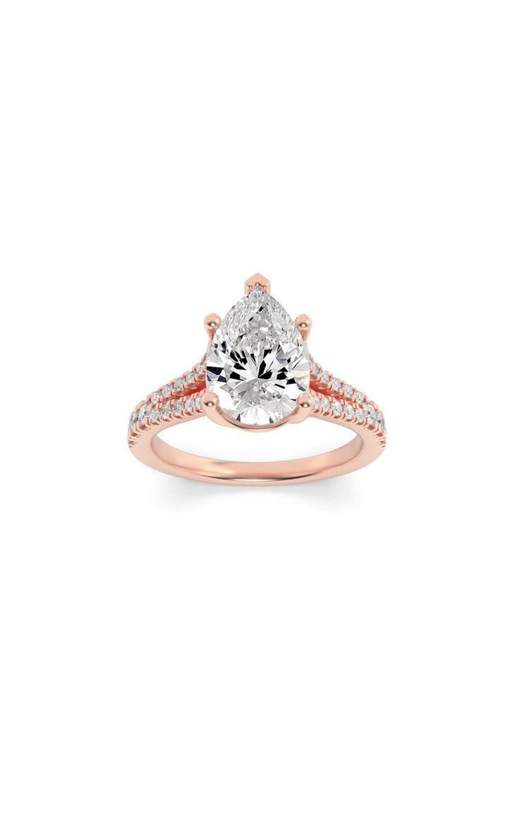 2Cttw Pear Shaped Lab Grown Diamond (F/VS) Split Shank Trellis Engagement Ring in 14K Gold