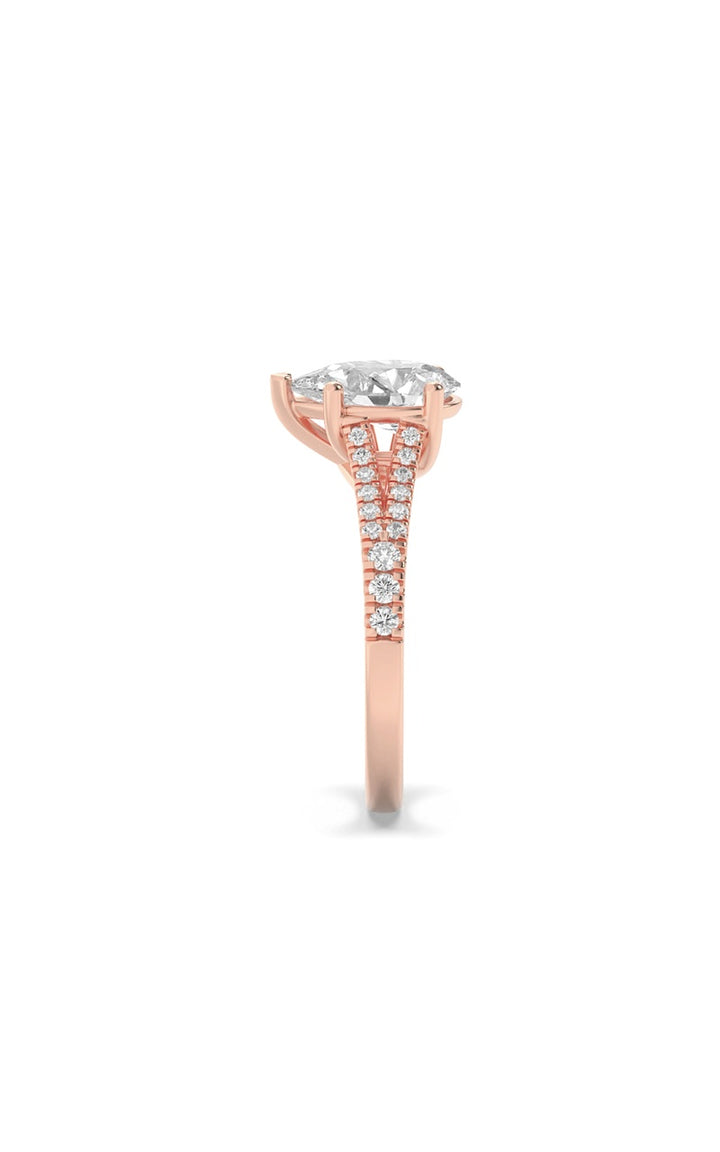 2Cttw Pear Shaped Lab Grown Diamond (F/VS) Split Shank Trellis Engagement Ring in 14K Gold