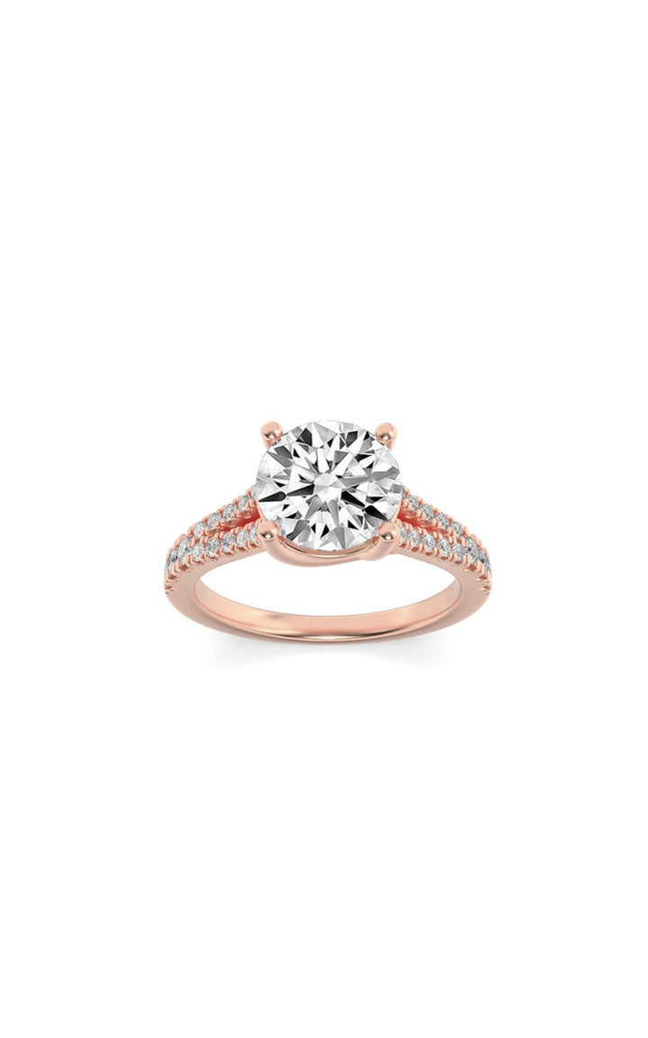 2Cttw Round Shaped Lab Grown Diamond (F/VS) SplitShank Trellis Engagement Ring in 14K Gold