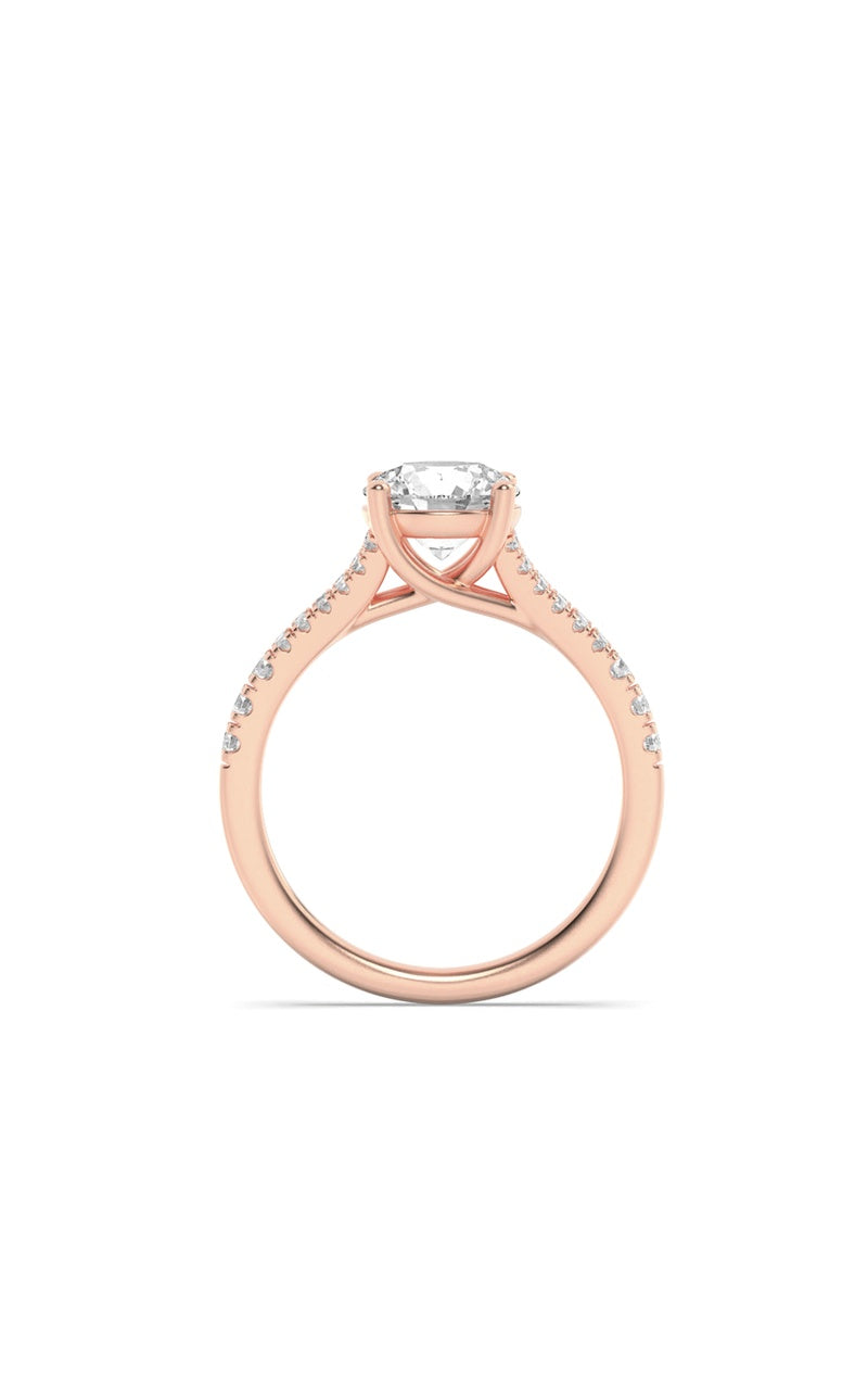 2Cttw Round Shaped Lab Grown Diamond (F/VS) Split Shank Trellis Engagement Ring in 14K Gold
