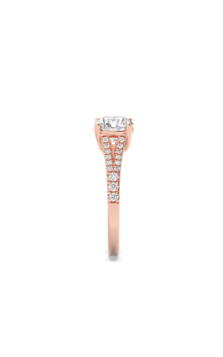 2Cttw Round Shaped Lab Grown Diamond (F/VS) Split Shank Trellis Engagement Ring in 14K Gold