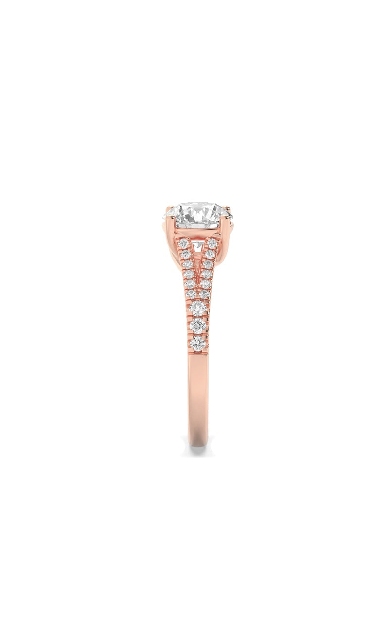 2Cttw Round Shaped Lab Grown Diamond (F/VS) SplitShank Trellis Engagement Ring in 14K Gold