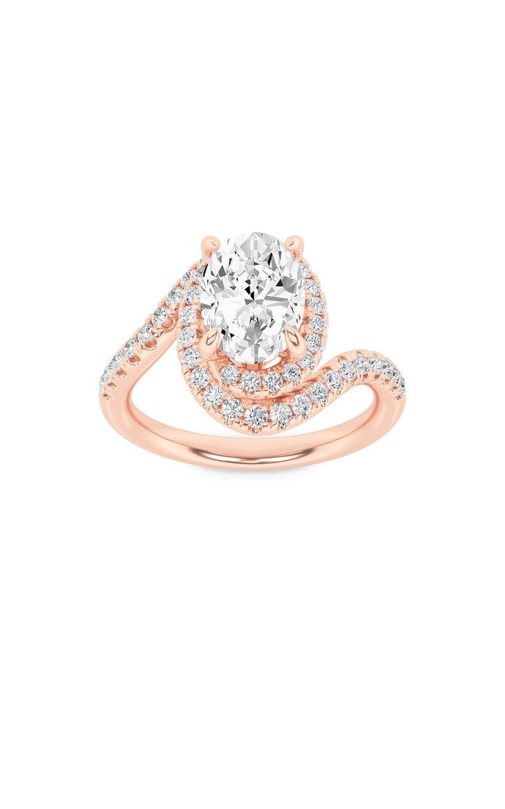 2Cttw Oval Shaped Lab Grown Diamond (F/VS) Swirl Accented Engagement Ring in 14K Gold