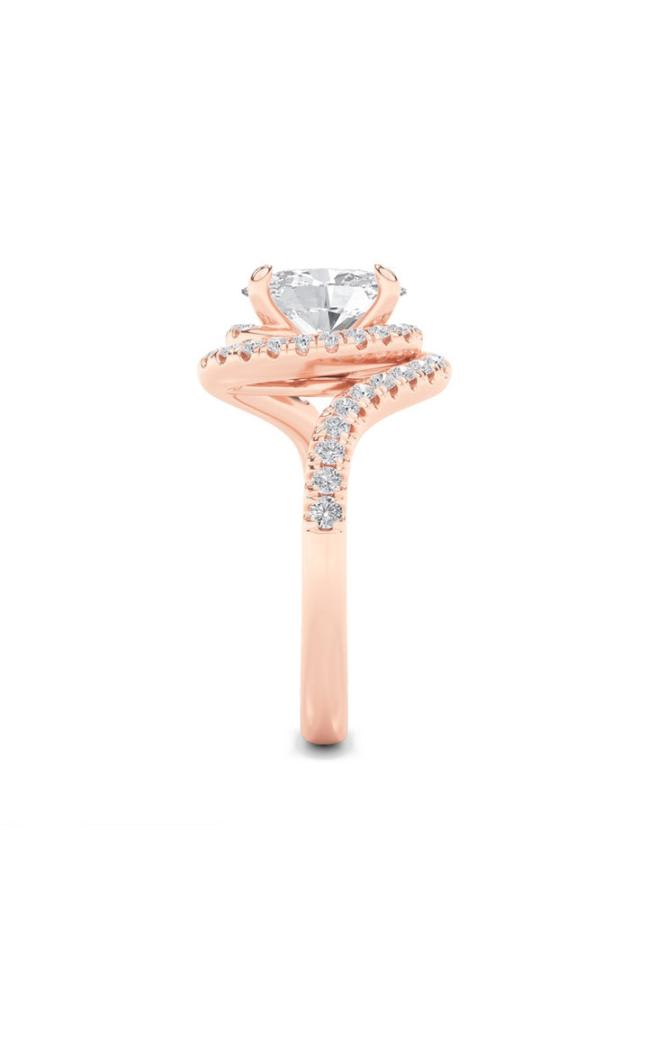 2Cttw Oval Shaped Lab Grown Diamond (F/VS) Swirl Accented Engagement Ring in 14K Gold