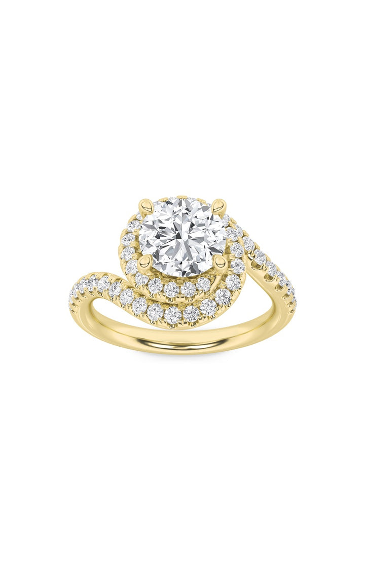 2Cttw Round Shaped Lab Grown Diamond (F/VS) SwirlAccented Engagement Ring in 14K Gold