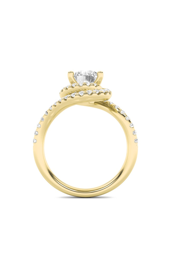 2Cttw Round Shaped Lab Grown Diamond (F/VS) SwirlAccented Engagement Ring in 14K Gold