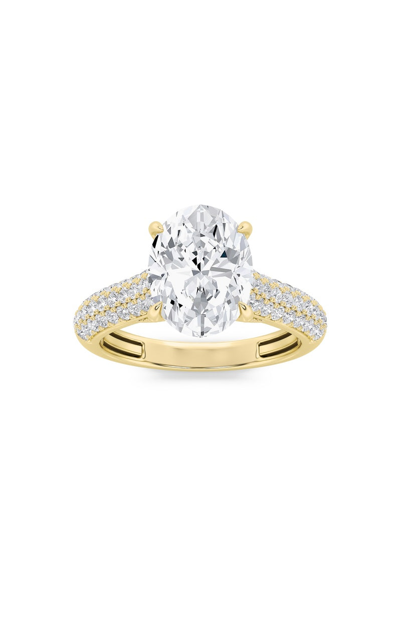 1.5Cttw Oval Shaped Lab Grown Diamond (F/VS) Hidden Halo Accented Engagement Ring in 14K Gold