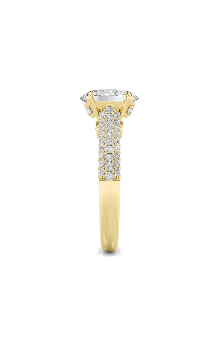 1.5Cttw Oval Shaped Lab Grown Diamond (F/VS) Hidden Halo Accented Engagement Ring in 14K Gold