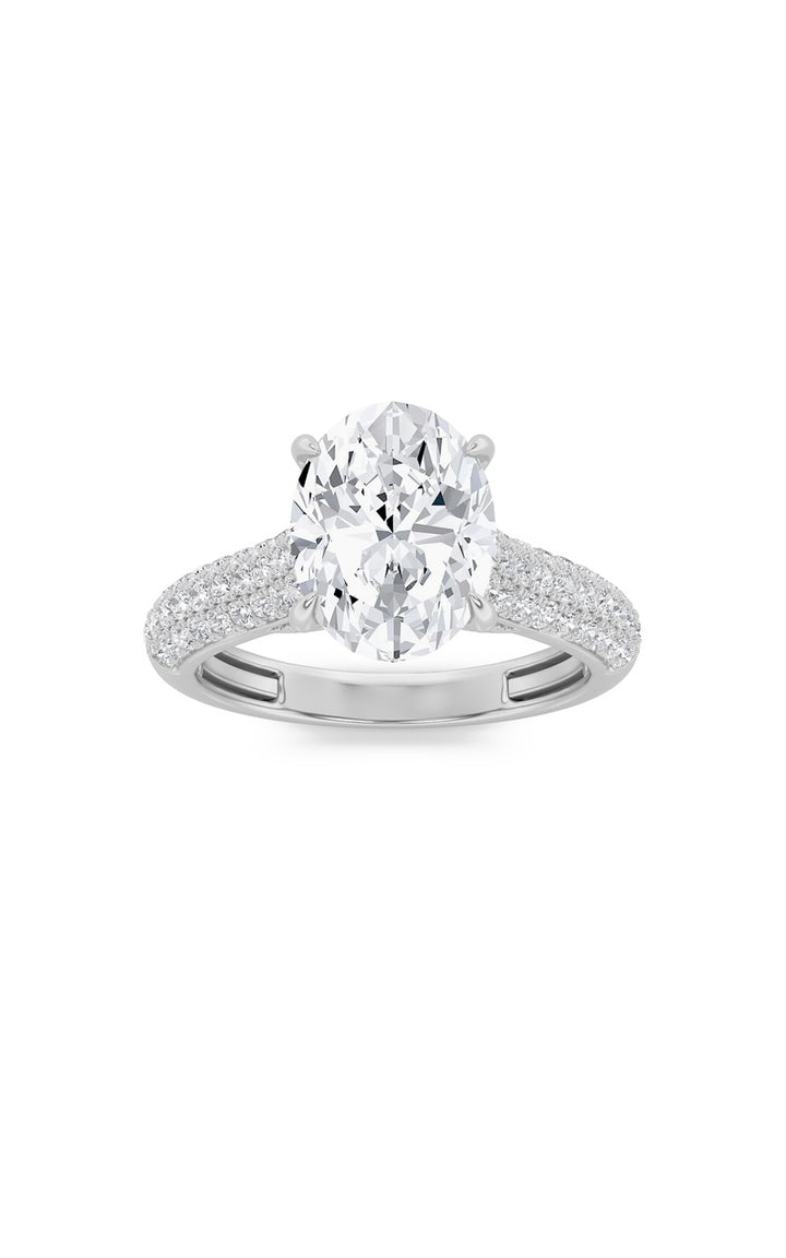 2.5Cttw Oval Shaped Lab Grown Diamond (F/VS) Hidden Halo Accented Engagement Ring in 14K Gold