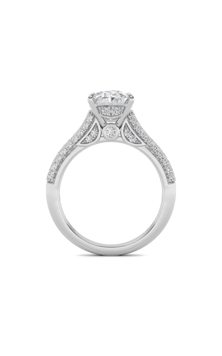 2.5Cttw Oval Shaped Lab Grown Diamond (F/VS) Hidden Halo Accented Engagement Ring in 14K Gold