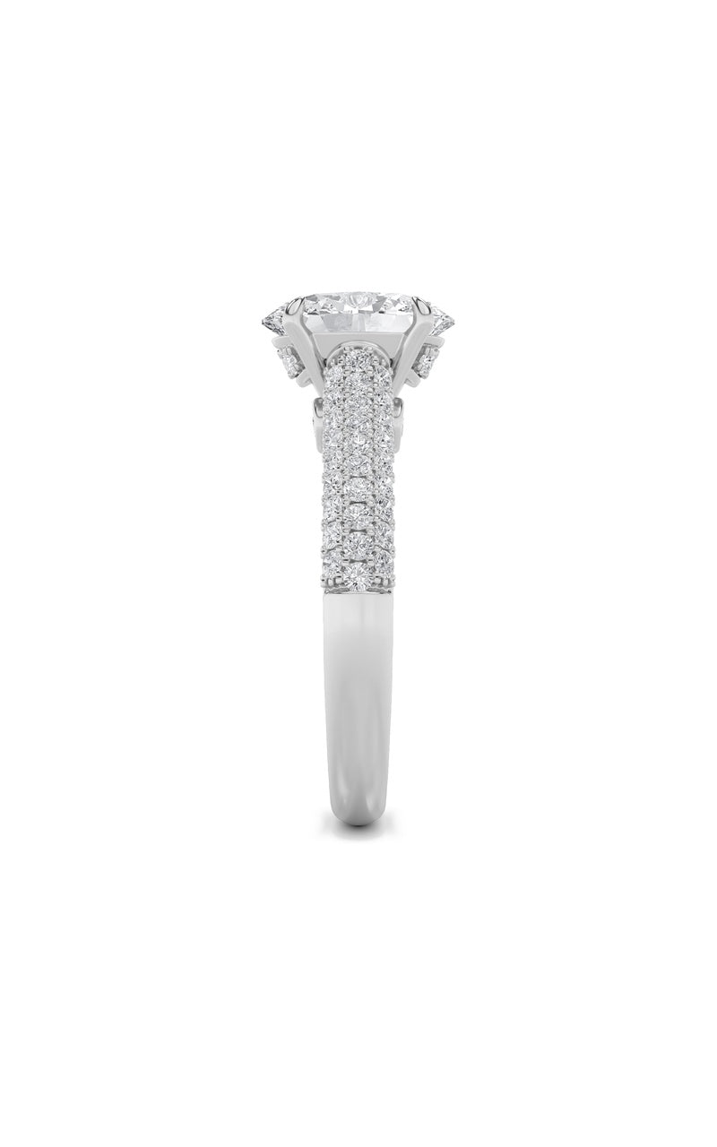 2.5Cttw Oval Shaped Lab Grown Diamond (F/VS) Hidden Halo Accented Engagement Ring in 14K Gold