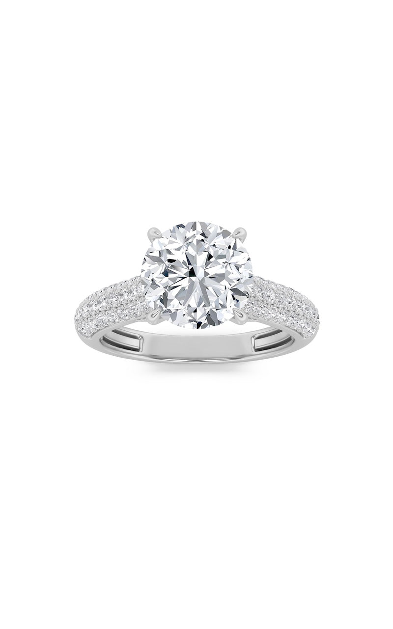 1.5Cttw Round Shaped Lab Grown Diamond (F/VS) Hidden Halo Accented Engagement Ring in 14K Gold