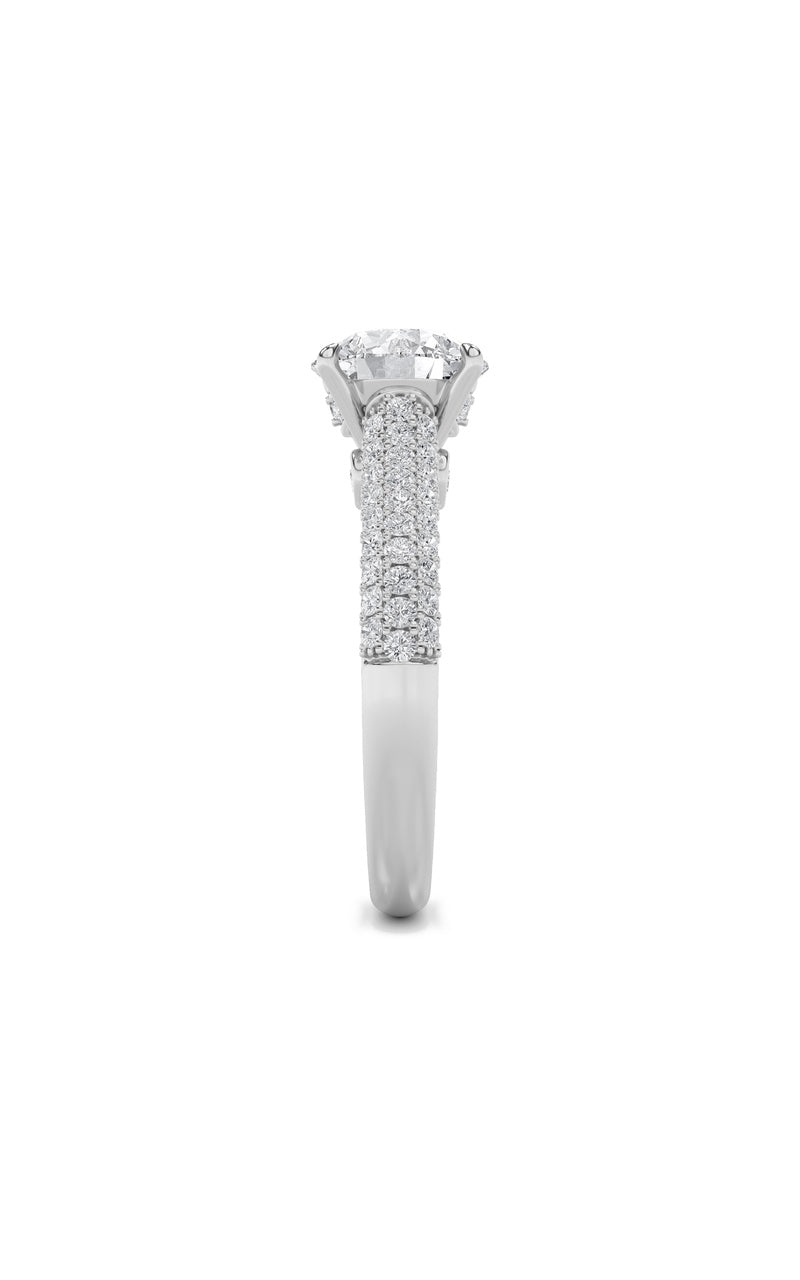 2.5Cttw Round Shaped Lab Grown Diamond (F/VS) Hidden Halo Accented Engagement Ring in 14K Gold