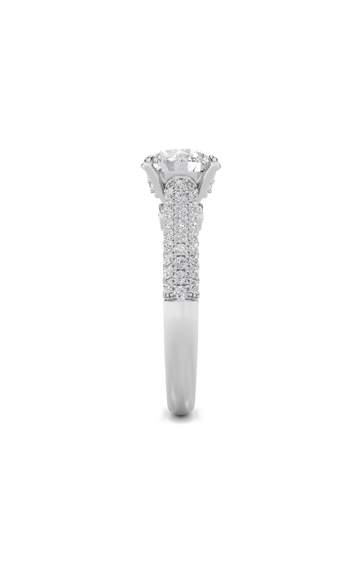 2.5Cttw Round Shaped Lab Grown Diamond (F/VS) Hidden Halo Accented Engagement Ring in 14K Gold