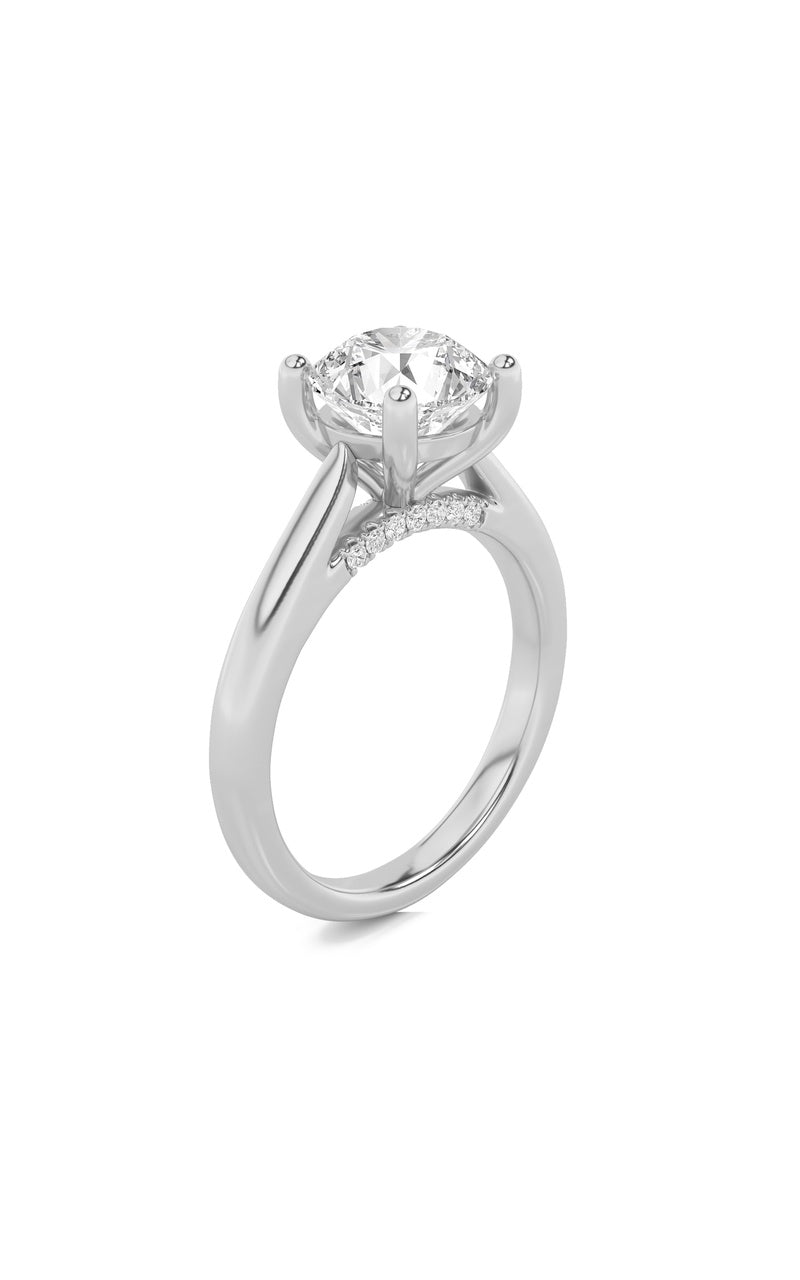 2Cttw Round Shaped Lab Grown Diamond (G/VS) Accented Enagement Ring in 14K Gold