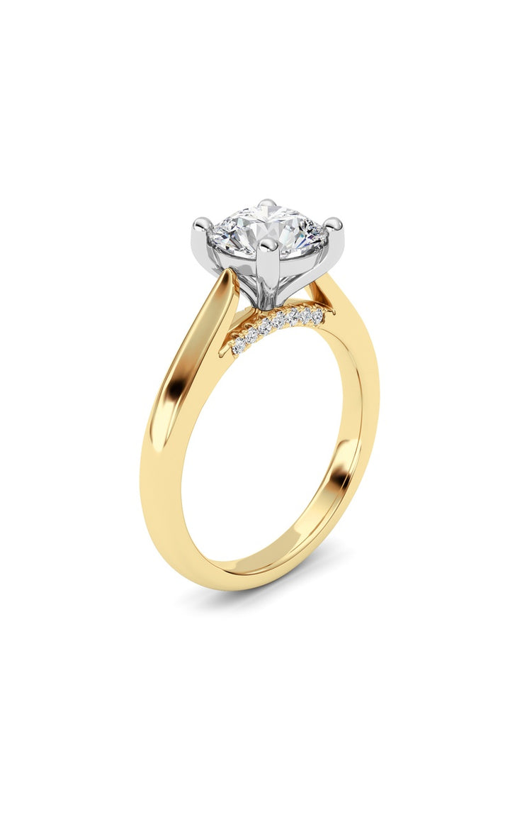 2Cttw Round Shaped Lab Grown Diamond (G/VS) Accented Enagement Ring in 14K Gold