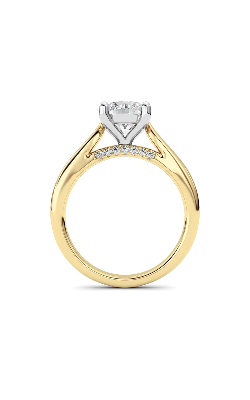 2CTW Round Shaped Lab Grown Diamond (G/VS) Accented Enagement Ring in 14K Gold