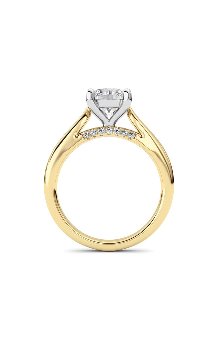 2CTW Round Shaped Lab Grown Diamond (G/VS) Accented Enagement Ring in 14K Gold