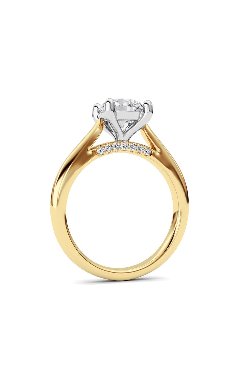 2CTW Round Shaped Lab Grown Diamond (G/VS) Accented Enagement Ring in 14K Gold