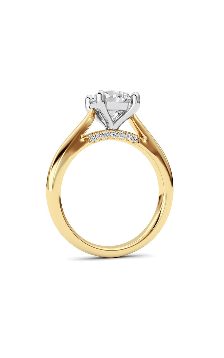 2CTW Round Shaped Lab Grown Diamond (G/VS) Accented Enagement Ring in 14K Gold